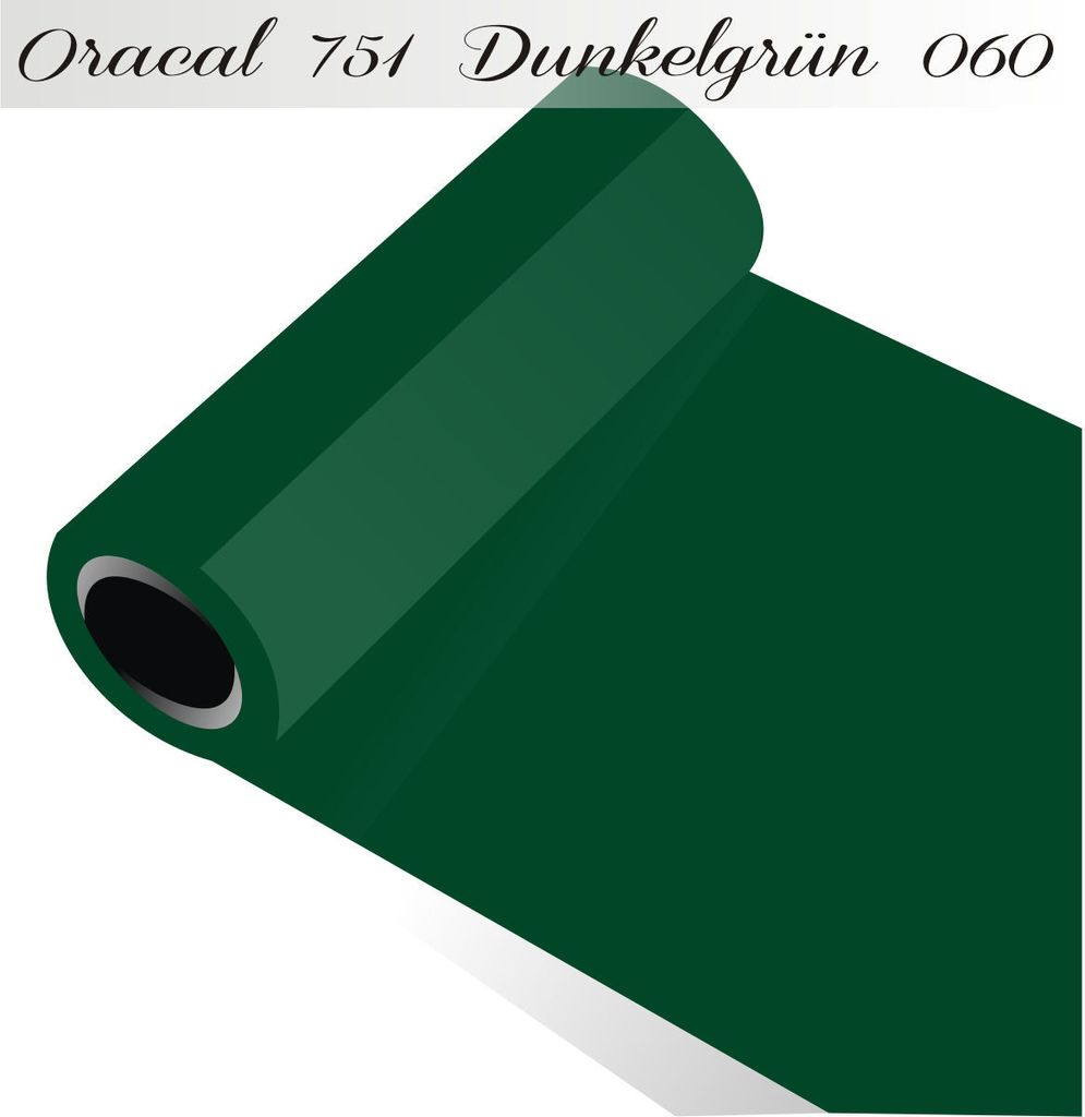 Oracal 751 - Orafol Folie 5m (Laufmeter) freie Farbwahl 118 glänzende Farben - glanz in 4 Größen, 63 cm Folienhöhe dunkelgrün - 060