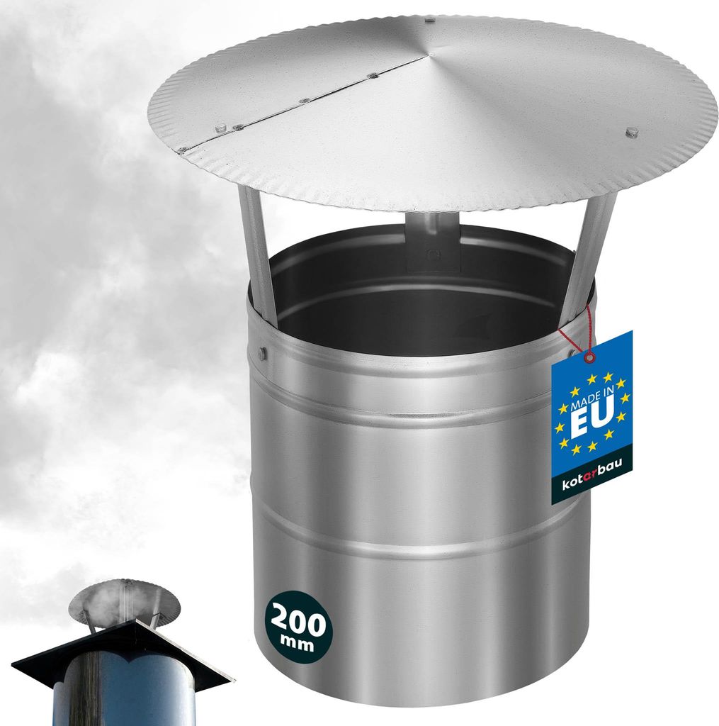 KOTARBAU Schornsteinabdeckung Edelstahl ø 200 mm Kaminhaube Schornstein Regenhaube Kaminabdeckung Schornsteinhaube Kaminaufsatz Rostfrei Edelsta...