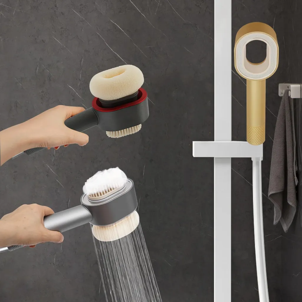 Douchette à main filtrante violette avec brosses de massage intégrées - 4