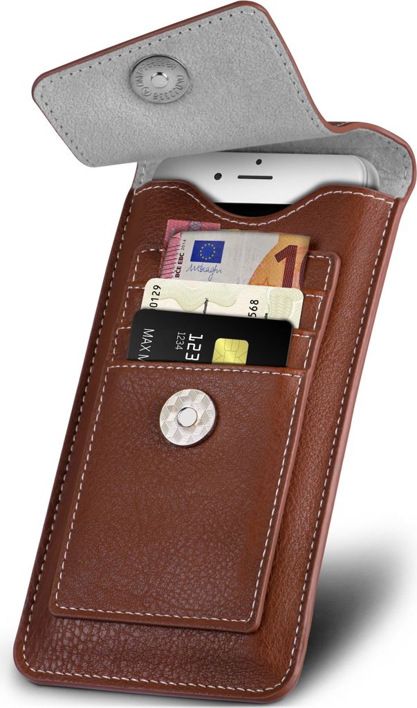 ONEFLOW Zeal Case kompatibel mit Wiko View2 Go - Hülle mit Kartenfach, Braun