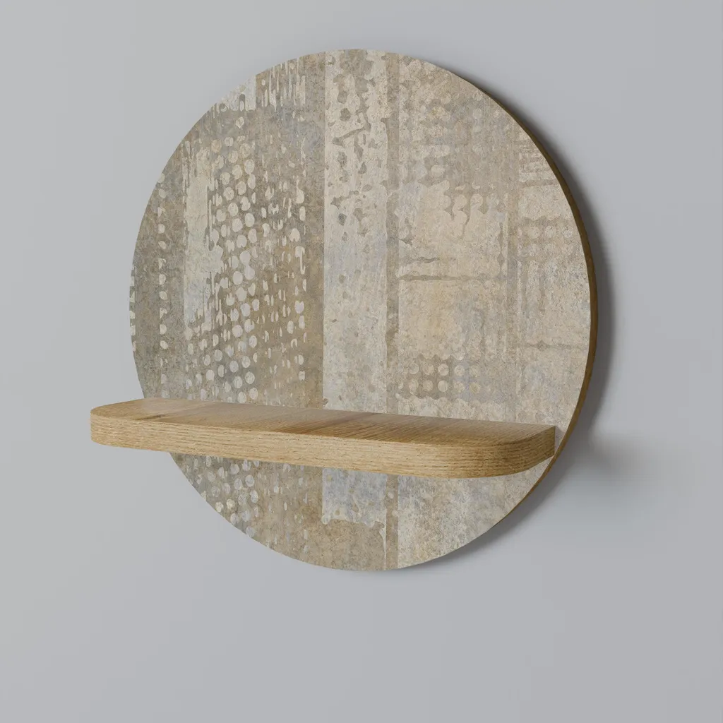 Étagère murale circulaire en bois et métal - Support déco 2 niveaux 60cm