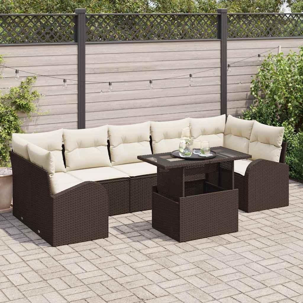 Maison Exclusive - Garten-Sofa-Set mit Kissen 8 pcs Braun Poly Rattan