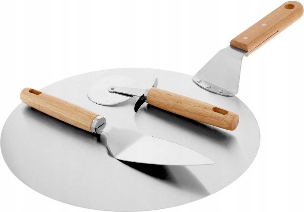 Pizza-Set – 3-teilig – Pizzaschaufel Ø 30,5 cm – Pizzamesser – Aufleger