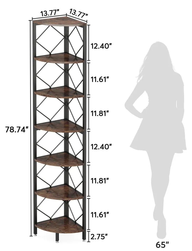 Aménager un angle vide : bibliothèque industrielle 200 cm étroite marron - 10