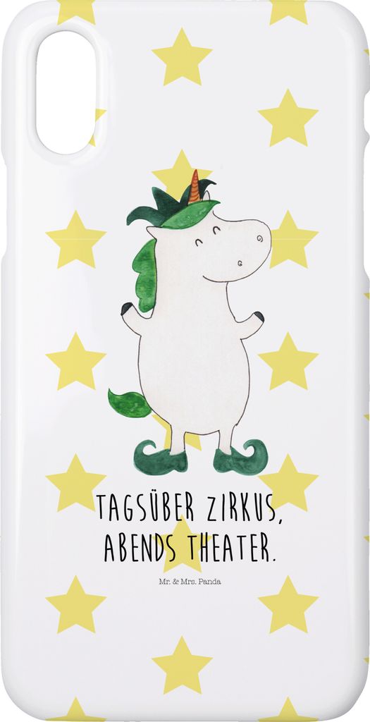 Mr. & Mrs. Panda Iphone 10 Handyhülle Einhorn Joker - Weiß - Geschenk, Unicorn, Kasper, X, Cover, Hülle, Hofnarr, Einhörner, Mittelalter, Handy