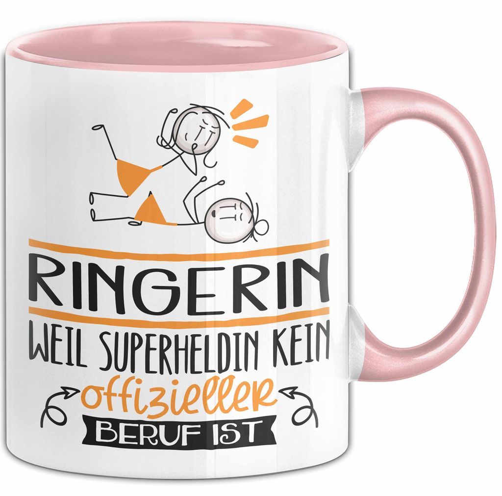 Ringerin Geschenk Tasse Lustiger Spruch Ringerin Weil Superheldin Kein Offizieller Beruf Ist Geschenkidee (Rosa)