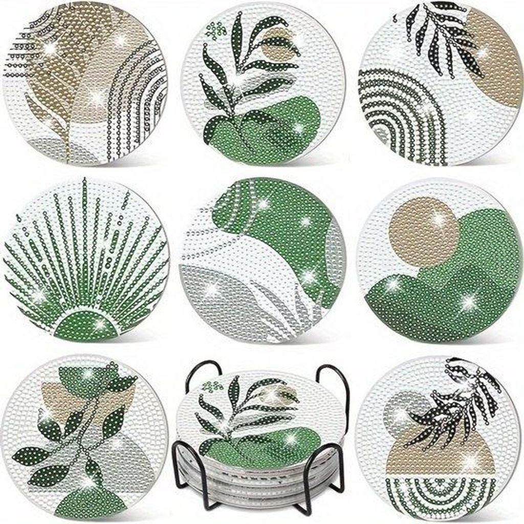 Diamond Painting Set für Erwachsene - 8-teilig - Nicht-absorbierend - Formstabil - Wiederverwendbar - Blumenmuster