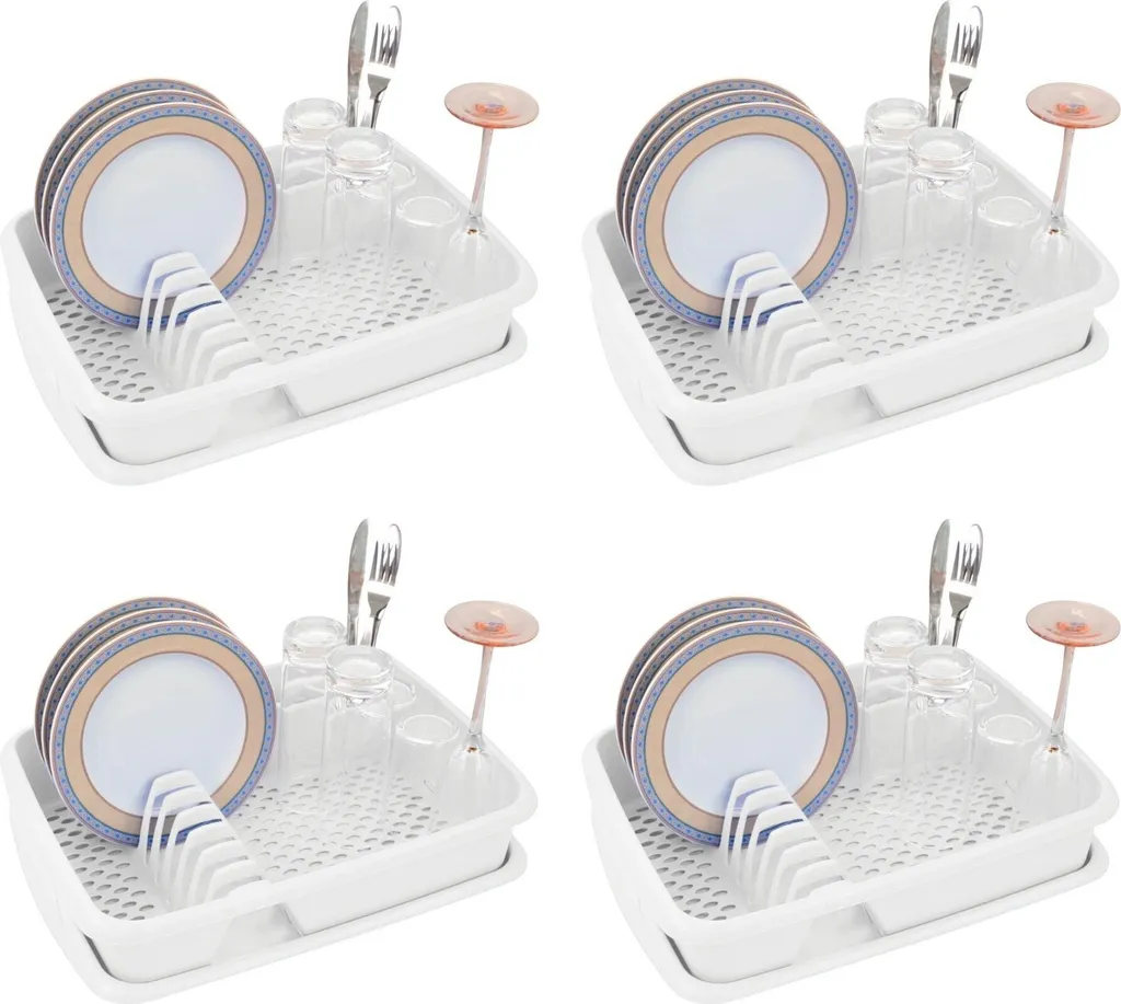 Novaliv 4x Vassoio Scolapiatti Bianco 40x30 cm | Organizer Cucina Salvaspazio