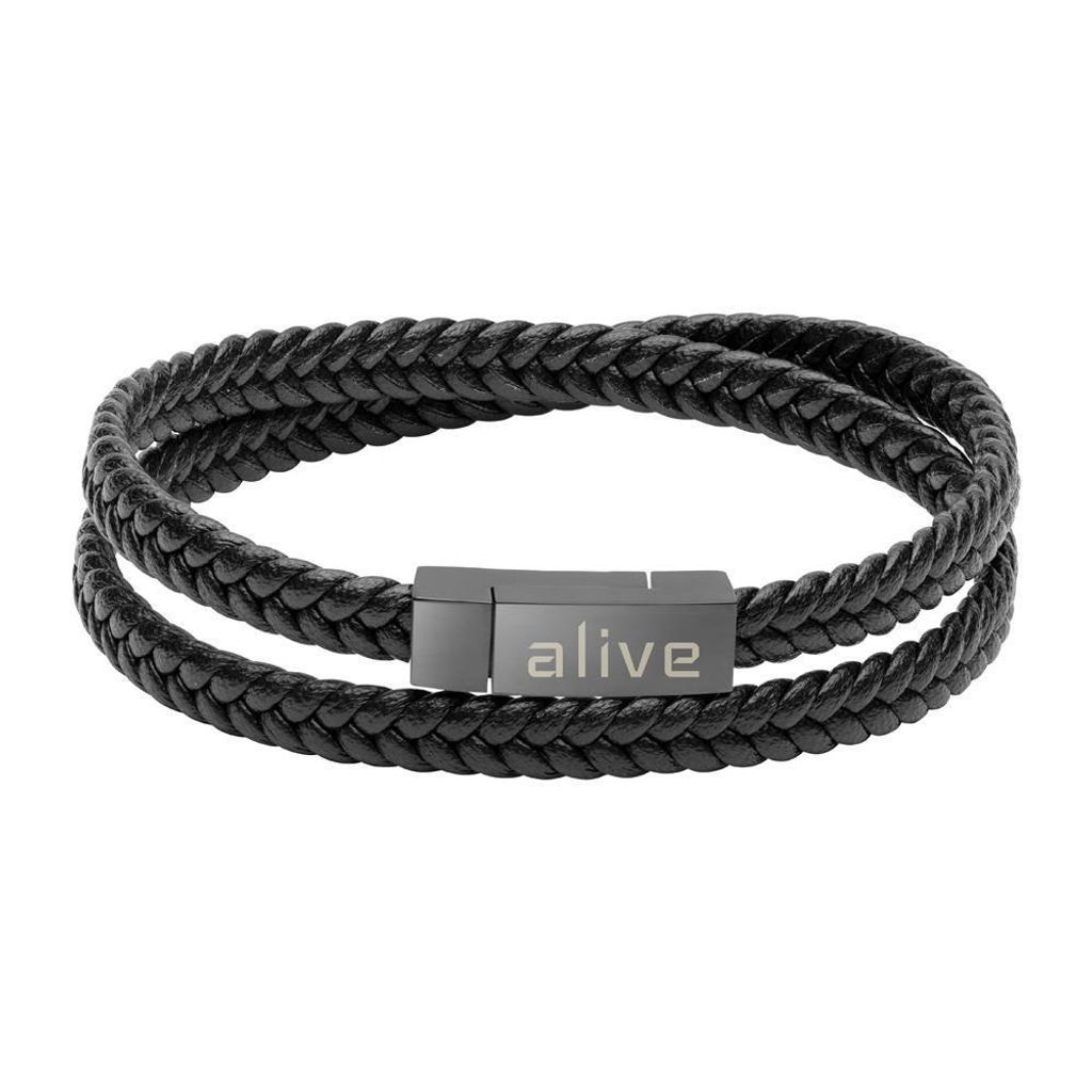 Unique Armband aus schwarzem Leder (Länge: 19cm)