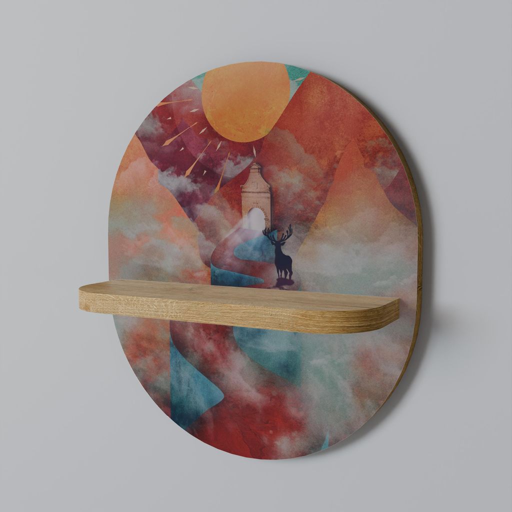 SPACEREBELS Wandregal Holz - dekoratives Hängeregal - Schweberegal für Wohnzimmer - Regalbrett Kinderzimmer Schlafzimmer - Rundes Regal für Wän...