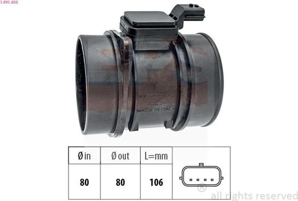 Capteur de débit d'air massique pour Opel Movano 2.3 CDTI dès 2010