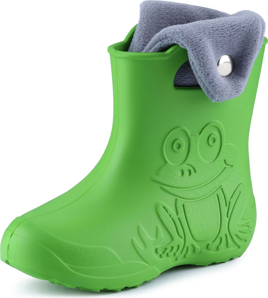 Ladeheid Eva Kinder Jungen Mädchen Gummistiefel Regenschuhe gefüttert LA-CA-04 (Grün/Grau, 34/35 EU)