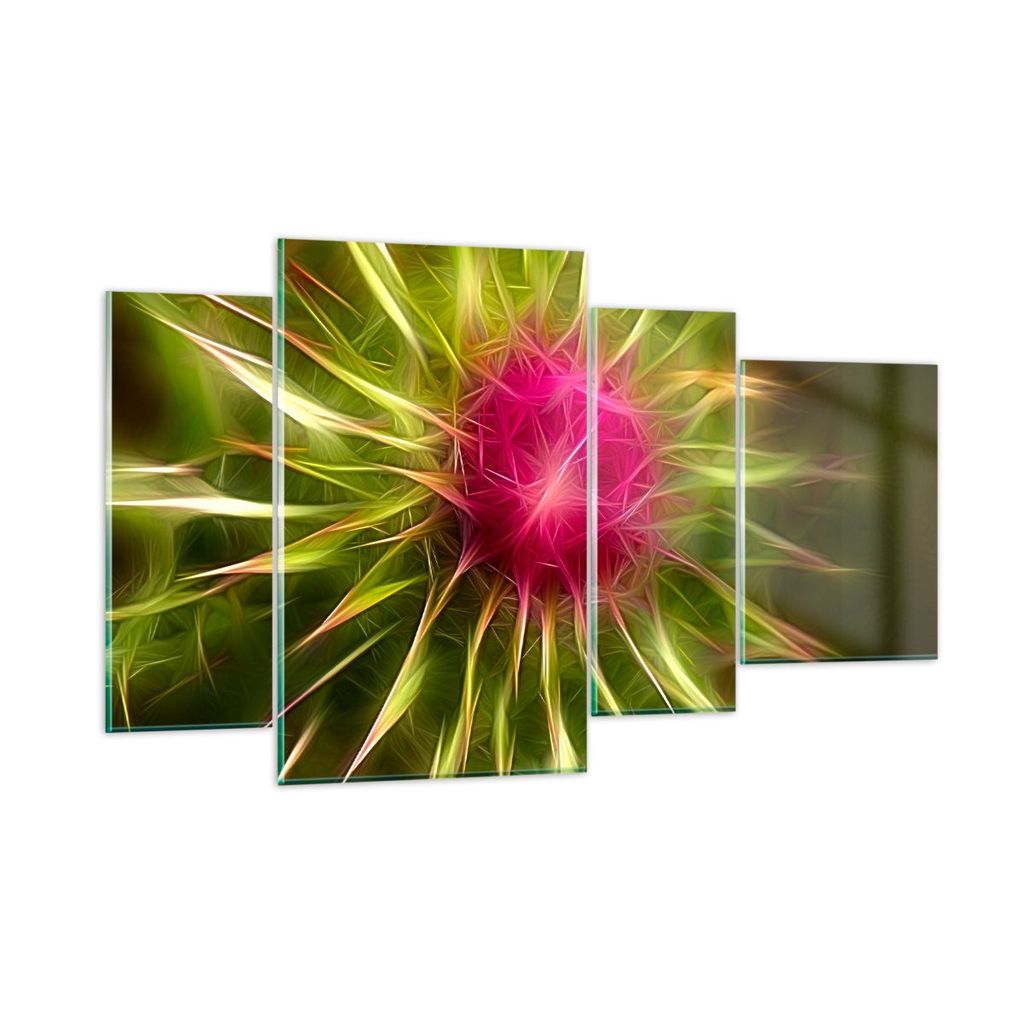 Bilder auf glas - Grafik Blume Pflanze Licht leuchten - 120x70cm - Glasbilder - Wandbilder - Kunstdruck - Wanddekoration aus Glas - Glas Bilder - W...