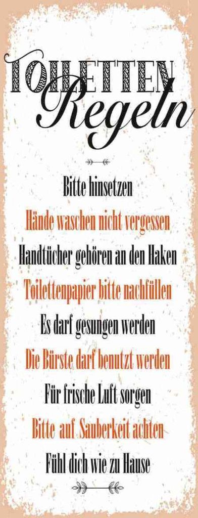 vianmo Holzschild 27x10 cm lustig Toiletten Regeln Witz Humor Spaß