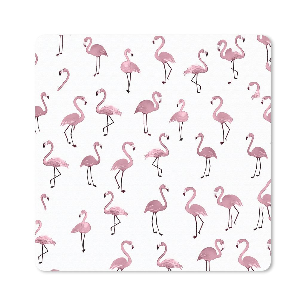 MuchoWow Mauspad Mousepad Flamingo - Rosa - Muster - Illustration 20x20 cm - Mousepads - Maus Mat - Pad - Mausunterlage - Desk Mat - Bureauartikeln