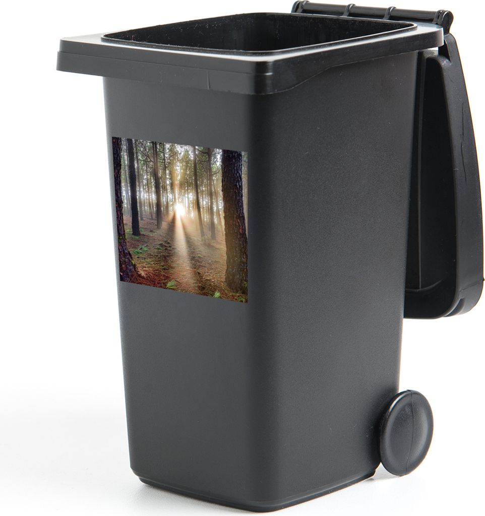 MuchoWow Mülltonnenaufkleber Mehrere ausgewachsene Baumstämme im Wald 40x40 cm - Abfall-Aufkleber - Container - für Abfallcontainer