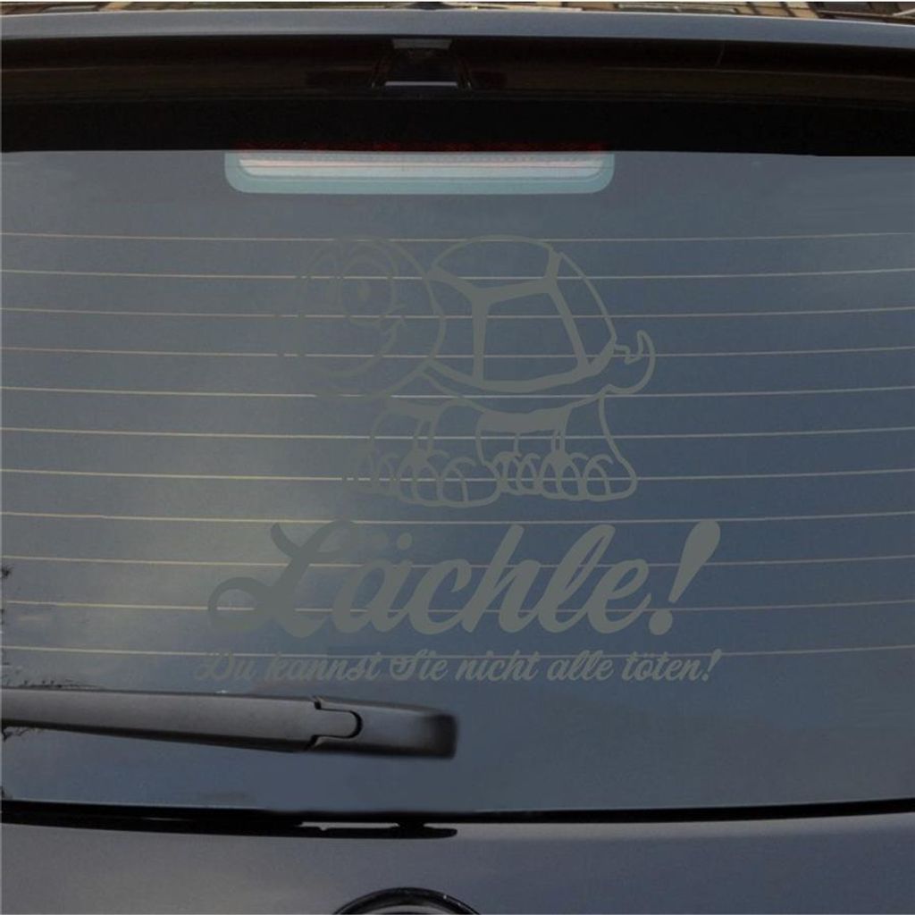 Heckscheibenaufkleber Lächle Du kannst Sie nicht alle töten Schildkröte 55x46 cm Grau Auto Aufkleber Sticker