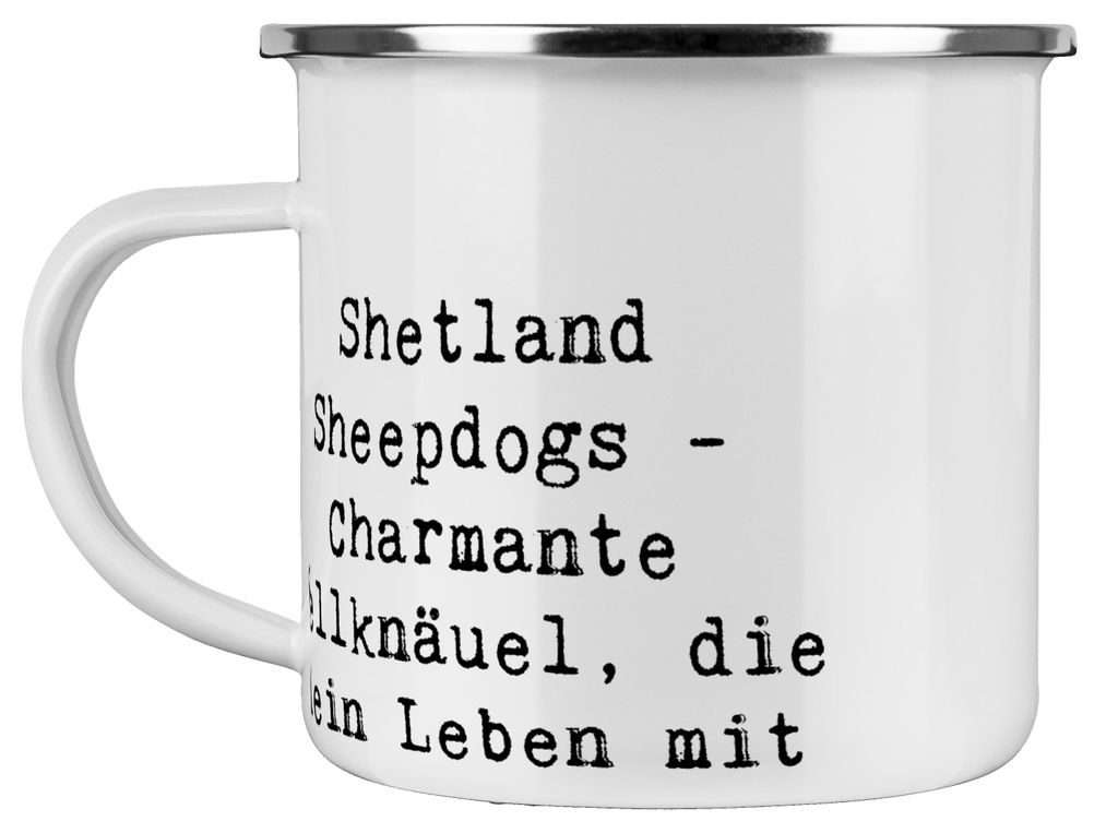 Mr. & Mrs. Panda Teetasse Spruch Shetland Sheepdog Glücksbringer - Weiß - Geschenk, perfektes Zitat, Teebecher, Hund, Haustiere, Emaille Tasse, H...