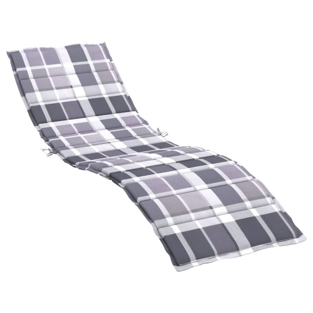 vidaXL Sonnenliegen-Auflage Grau Karomuster 200x50x3 cm Produktbild 