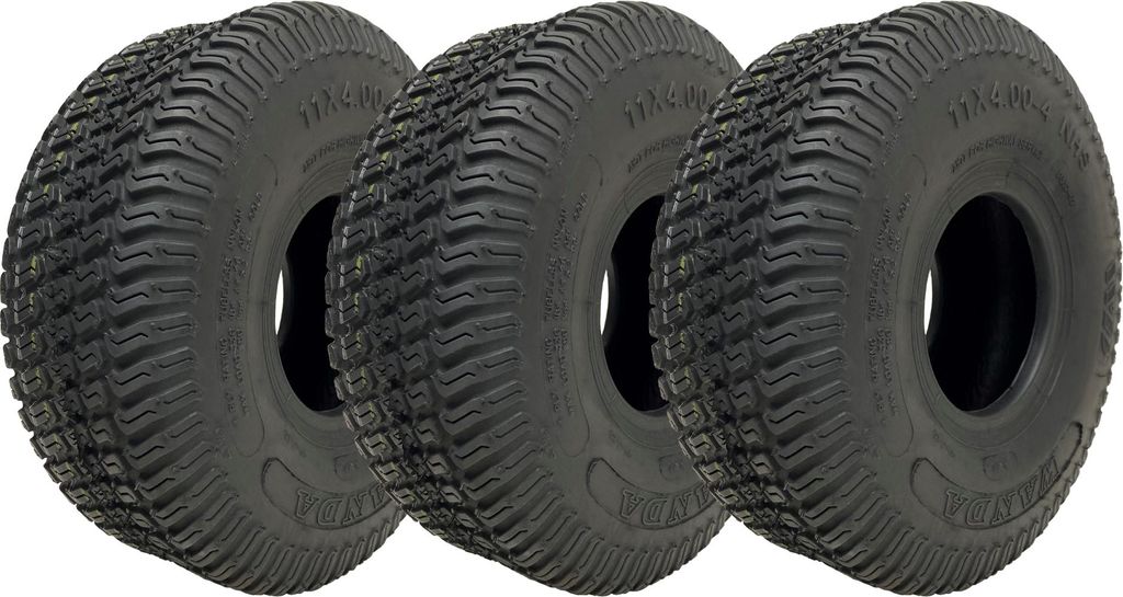 11x4.00-4 Rasenmäher-Reifen 4fach Multi Turf Aufsitzmäher Gras Wanda (3er Set)