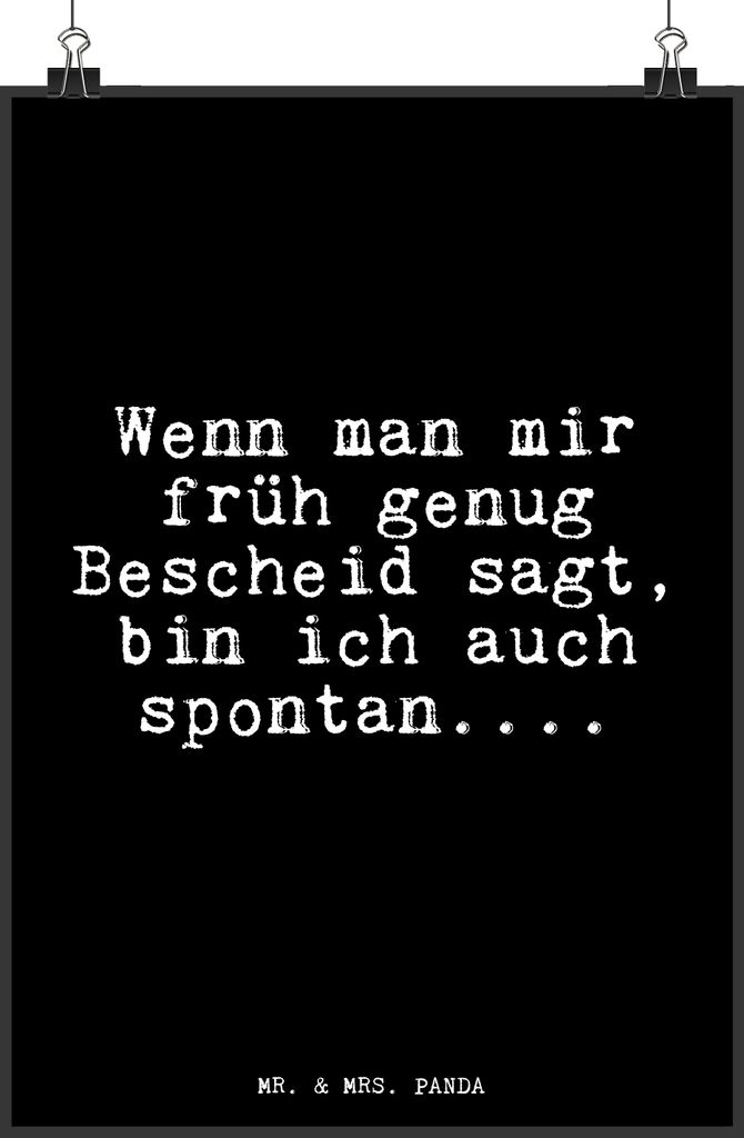Mr. & Mrs. Panda Bild Wenn man mir früh... DIN A3 - Schwarz - Geschenk, Glizer Spruch Sprüche Weisheiten Zitate Lustig Weisheit Worte, wanddeko, ...