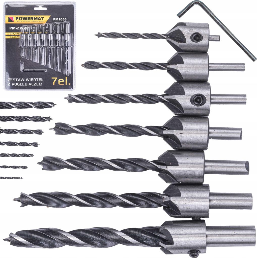 POWERMAT Holzbohrer-Set mit Senker 7-tlg. PM-ZWZP-7T Produktbild 