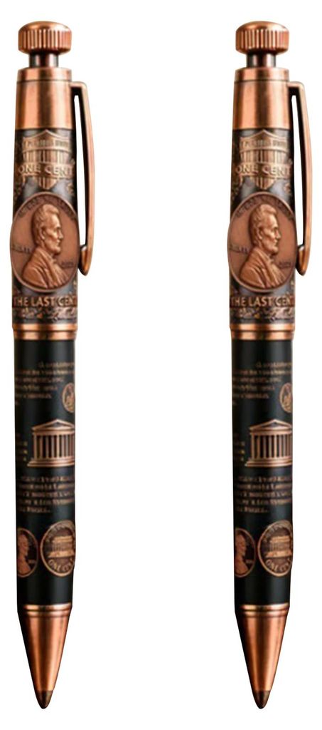 Gedenkkugelschreiber „The Last Cent 2025“ mit Penny-Relief – Historische Inspiration – Mattschwarz-Bronze – Sammlerstück für Geschichts...