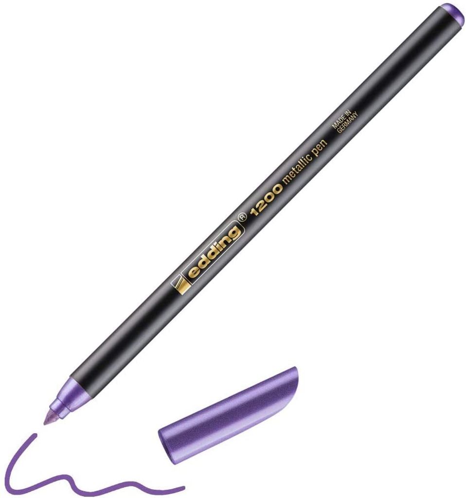 edding 1200 metallic Fasermaler - lila metallic - 1 Stift - Rundspitze 1-3 mm - zum Malen, Schreiben und Zeichnen mit glänzendem Metalliceffekt - ...