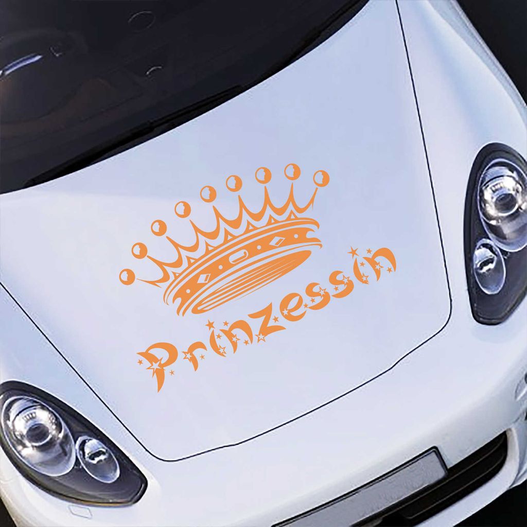 Aufkleber - Autoaufkleber "Prinzessin" 90cm x 54cm orange - Tuning Carystyling Heckscheibe Auto