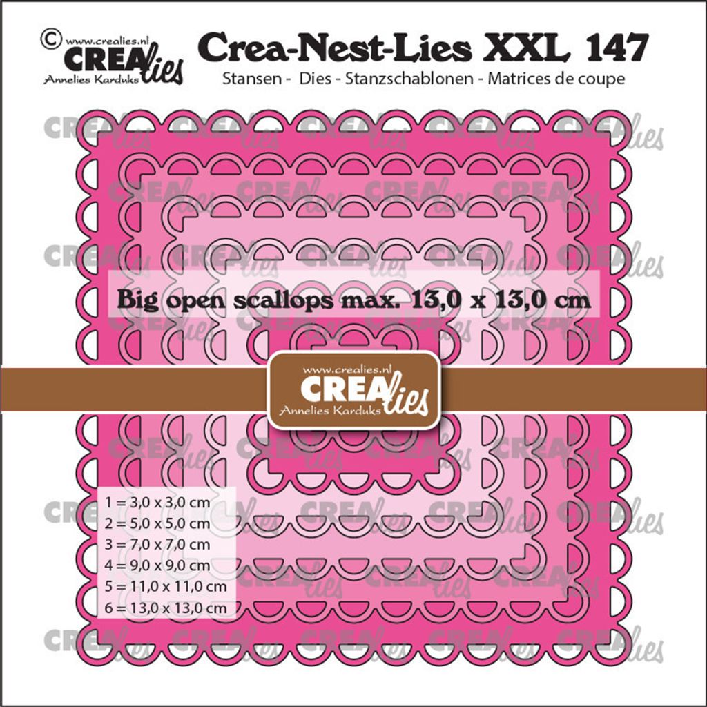 Crealies Crea-Nest-Lies XXL no. 147 Stanzschablone Viereck mit offenen Halbkreis