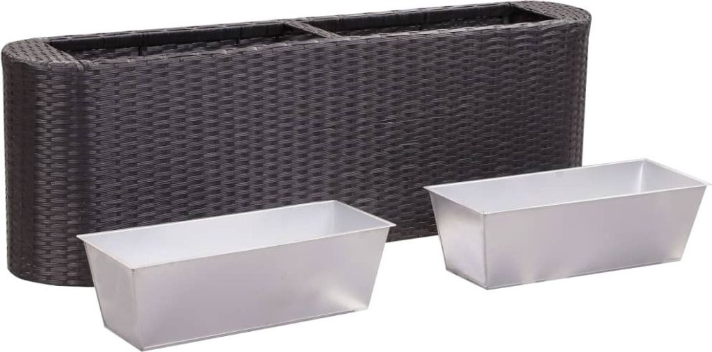 Auffällige Garten-Hochbeet 120 x 24 x 40 cm Poly Rattan Schwarz Charleville