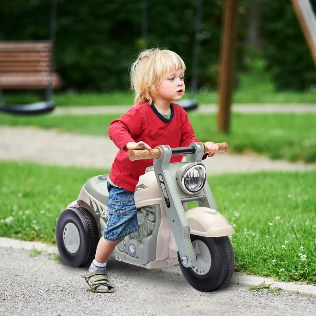 Porteur moto pour enfant 2 à 5 ans avec bulles et sons, coloris crème
