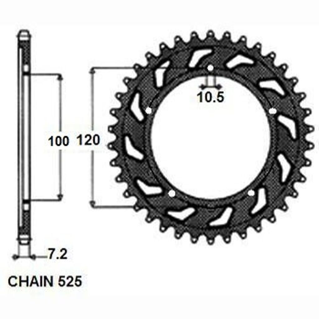 SUNSTAR Kettenrad 1-4430-41 Hinten Stahl