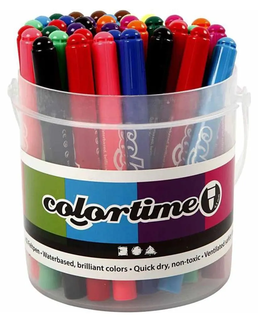 Stylos Jumbo 12 Couleurs en Seau de 42 Pièces avec Pointe Résistante