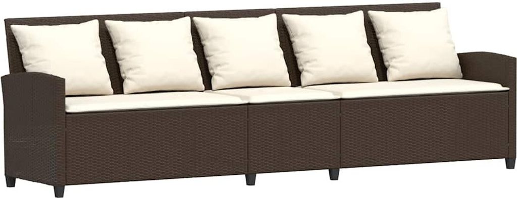 vidaXL Gartensofa 5-Sitzer mit Kissen Braun Poly Rattan Produktbild 