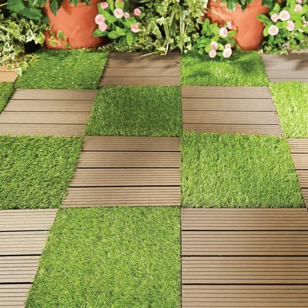 Caillebotis de jardin clipsables en composite WPC aspect bois - 9 dalles