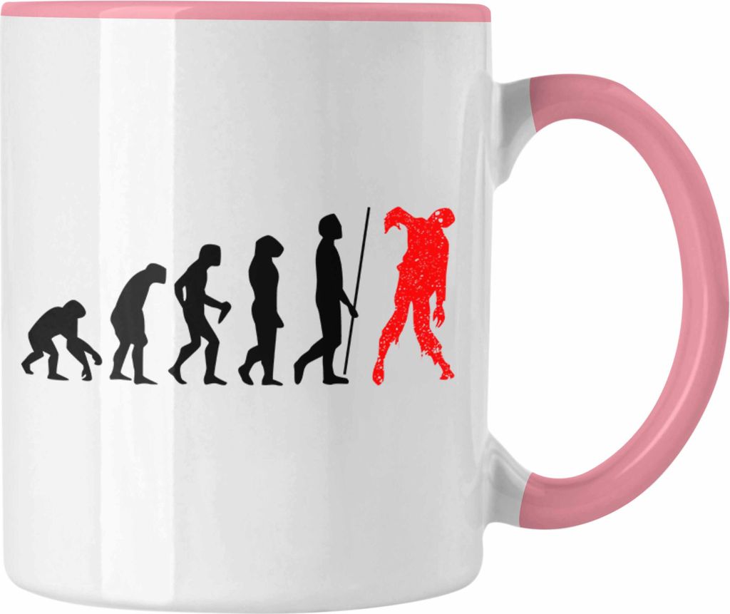 Trendation - Halloween Tasse Kürbis Dekoration Becher Evolution Zombie (Rosa)