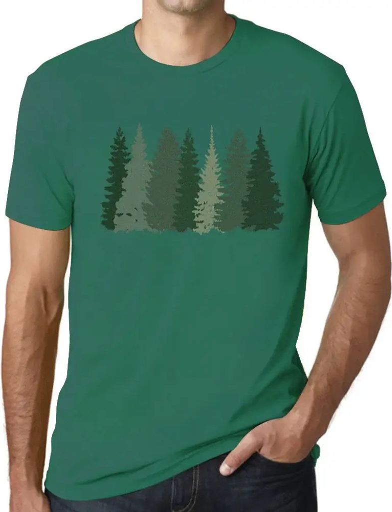 Herren Grafik T-Shirt Waldbäume – Forest Trees – Öko-Verantwortlich Vintage Jahrgang Kurzarm Lustige Druck Geburtstag Geschenk Mann