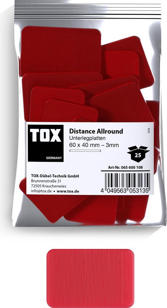 TOX Unterlegplatten 60x40 mm Distance Allround 3 mm (25 Stk.)