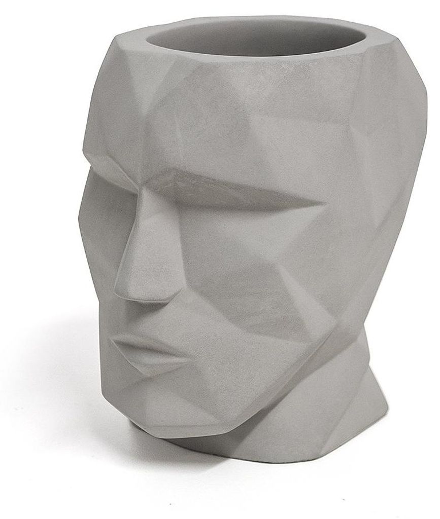 Aufbewahrungsbox für Schrein, kopfförmig, grau, geometrische Silhouette, Zement