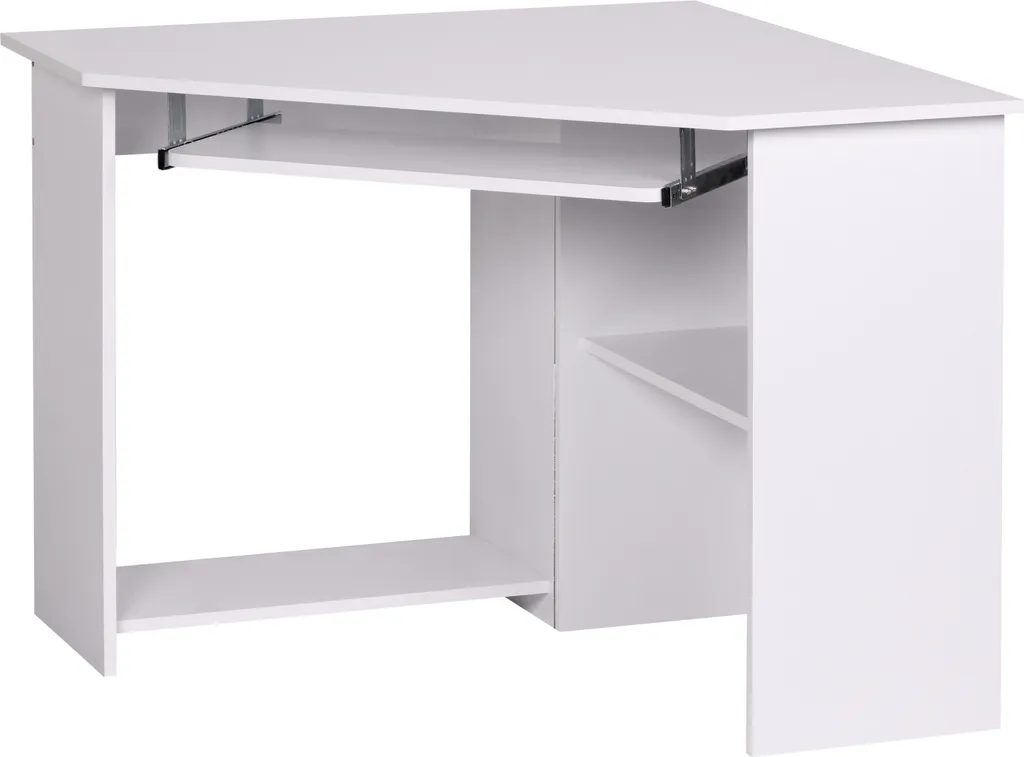 Bureau d'angle pour télétravail blanc Roman : poste informatique complet