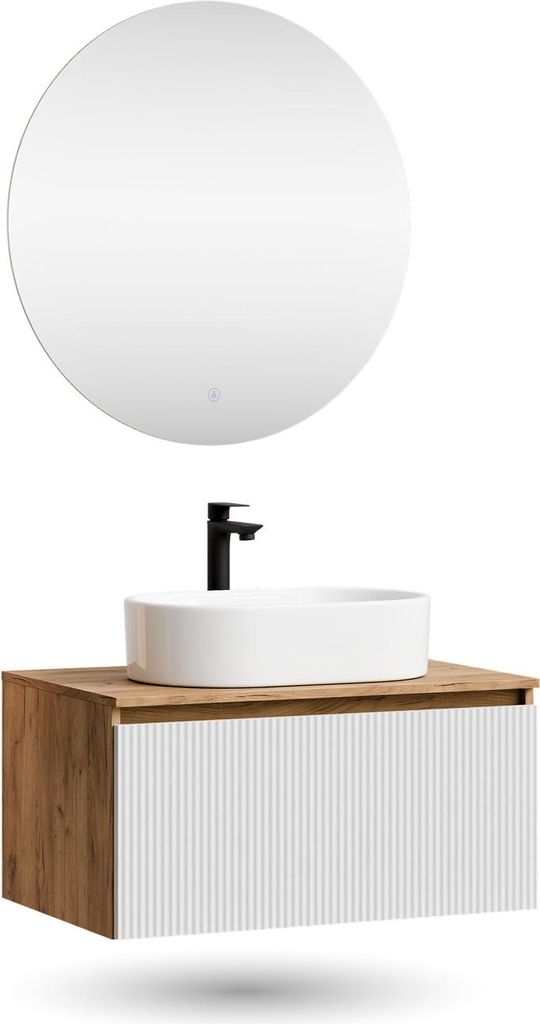 Planetmöbel ARISA Badmöbel Set Weiß – Mit Nova LED Spiegel Produktbild 