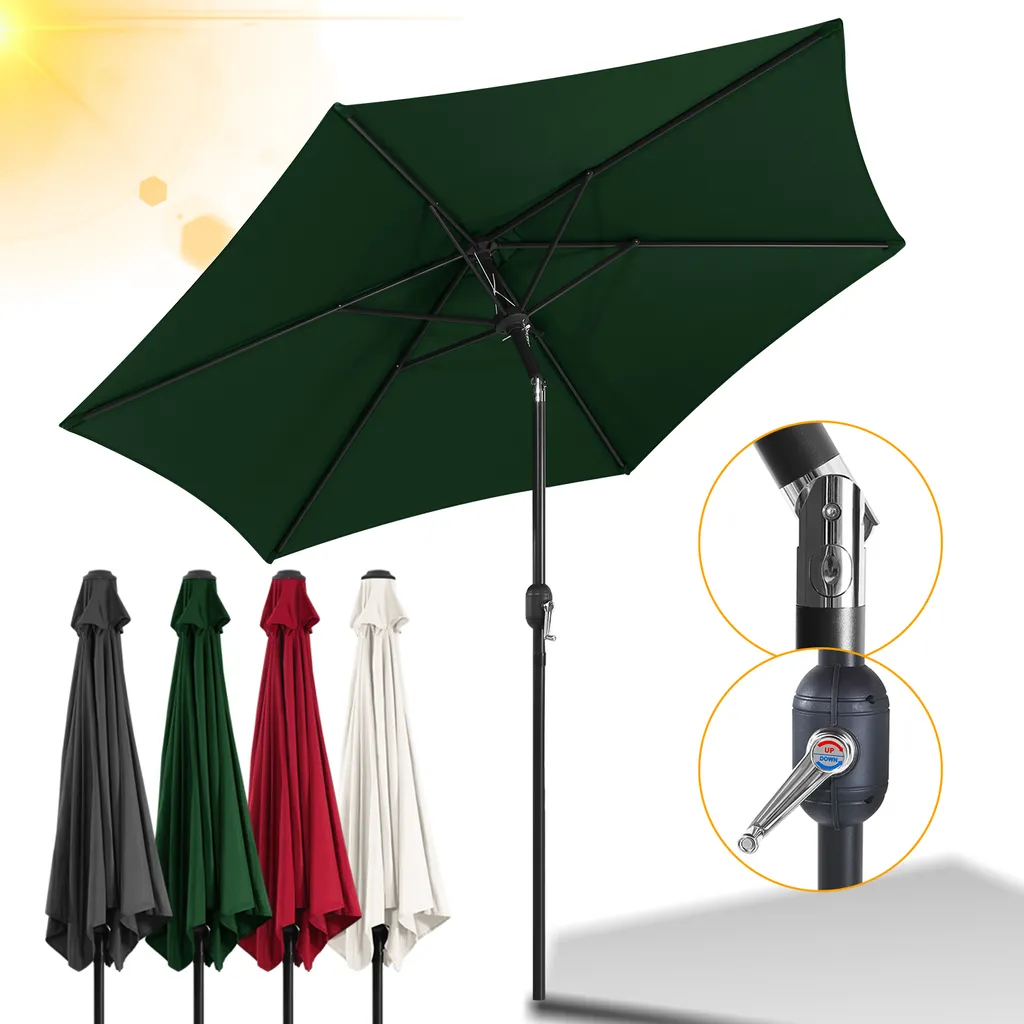 Aopunly Ombrellone da Balcone 270cm Protezione UV 40+ Ombrellone da Spiaggia Inclinabile Idrorepellente Alluminio Vento Apertura Ombrellone da Giardino, Verde