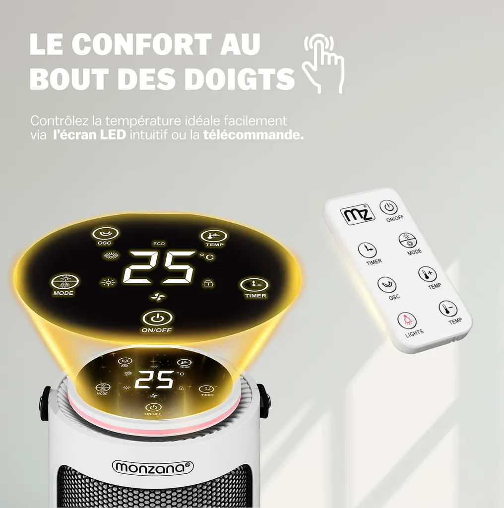 Chauffage soufflant céramique programmable de 2000W pour la maison - 5