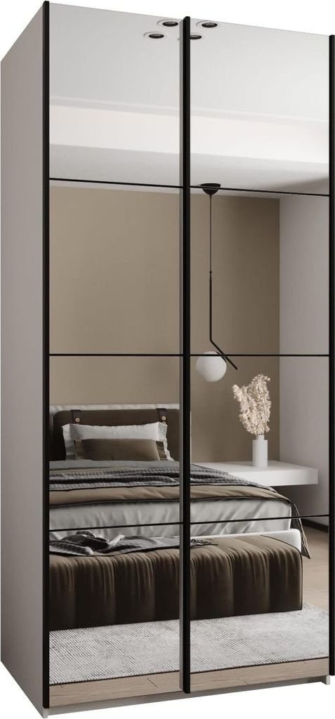 MEBLE KRYSPOL LUX 2 Schrank - 245,5x110x64cm - Weiß, Schwarz, Schwarz