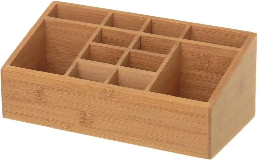 HowHomely | Organizzatore di cosmetici - Organizzatore - 25 x 13 x 10 cm - Bambù - Scatola di immagazzinamento