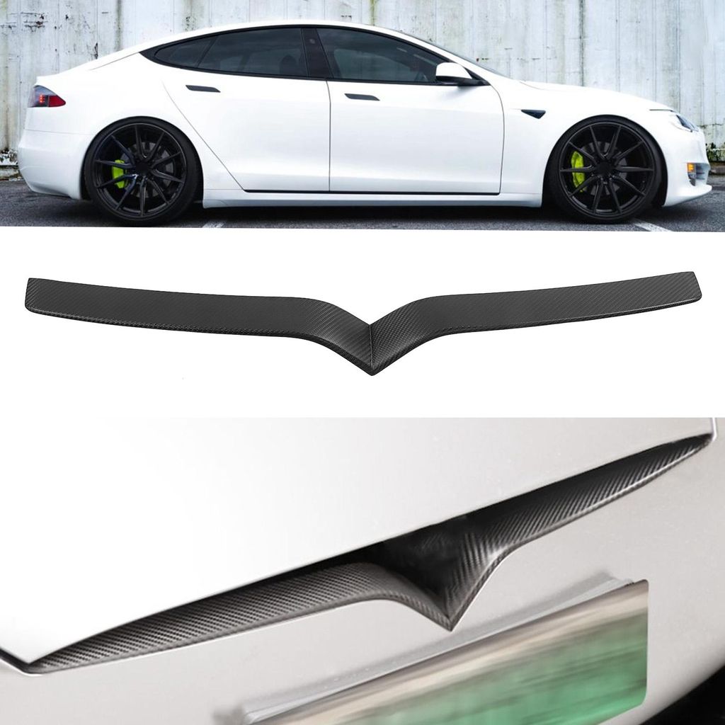 Stoßstangengrill-Streifenverkleidung, trockene Kohlefaser-Grill-Dekoration, passend für Tesla Model S 2014-2021