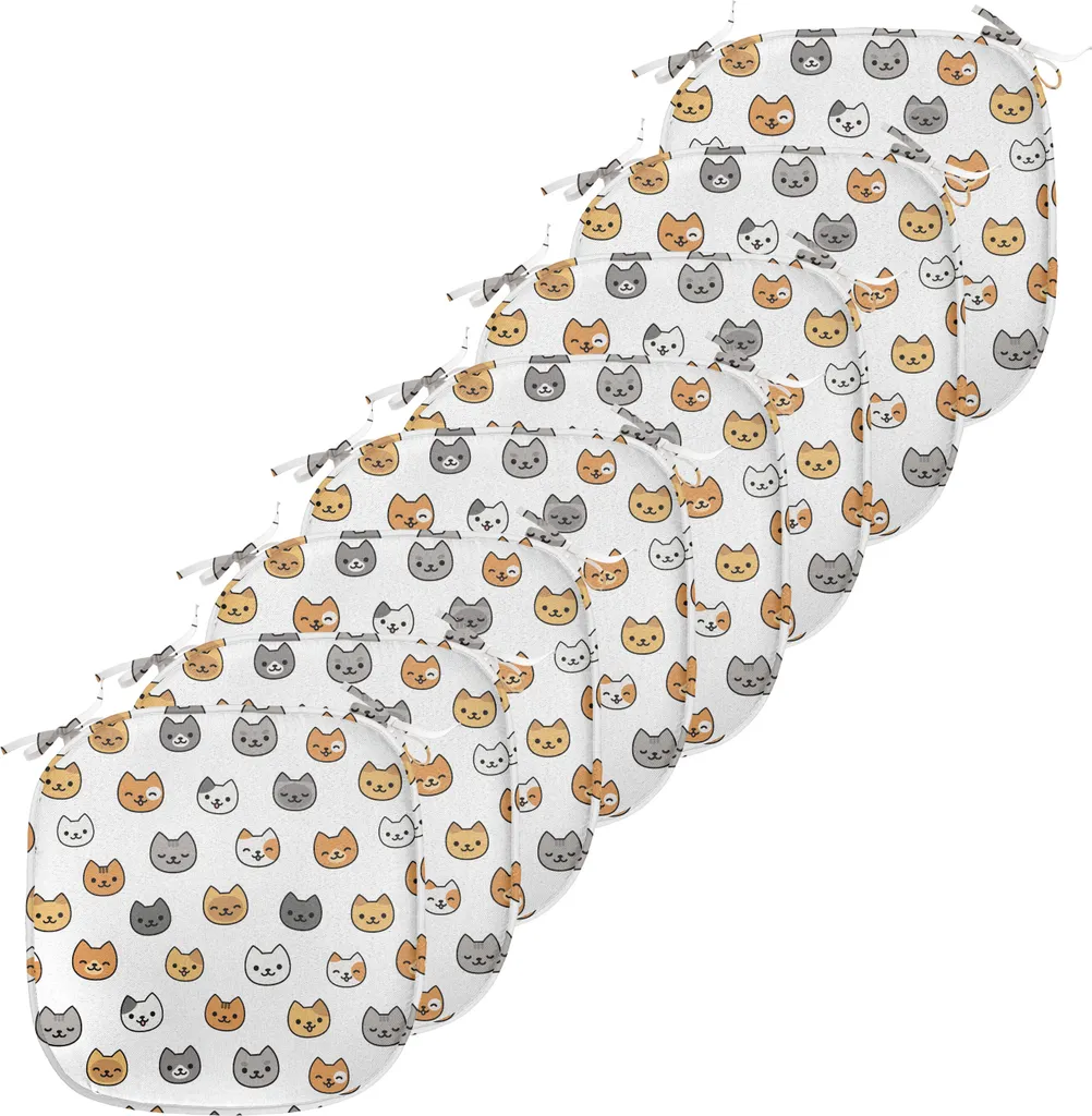 Coussins de Chaise 40cm Lavables et Imperméables Motif Chats Rigolos