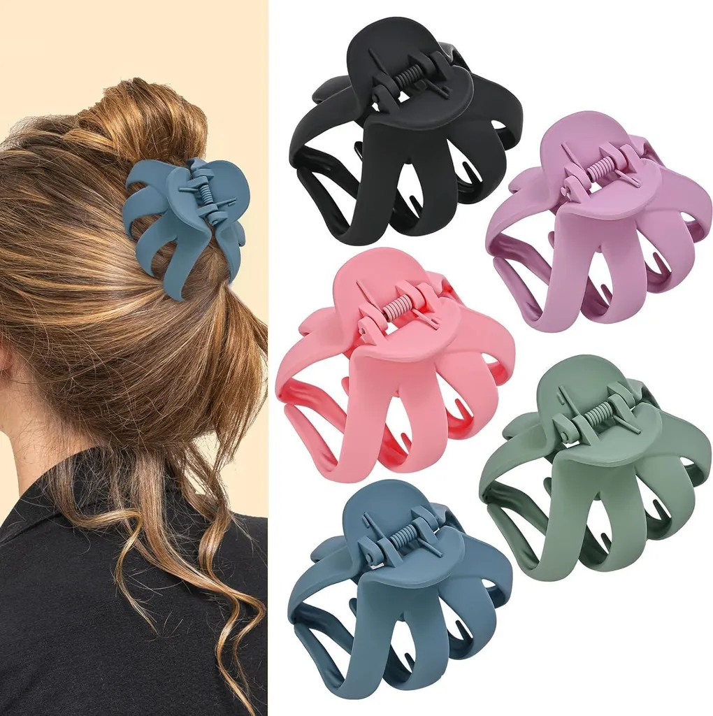 Pinces à cheveux Octopus lot de 5 pour cheveux épais et bouclés Style A