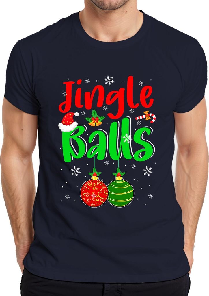 Jingle Balls Weihnachten Weihnachtskugeln Lustig Geschenk Herren T-Shirt, Navy, XXL